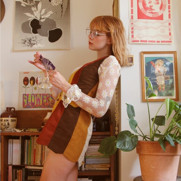 Miracle Eye- Marigold Faire Suede Mini-Dress - Picture 4 of 4